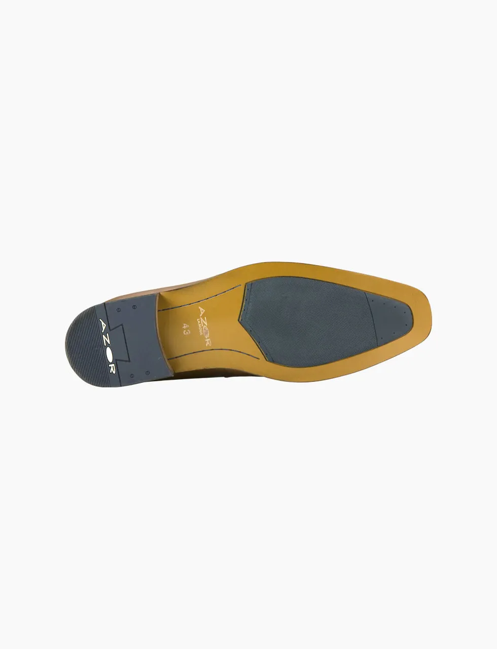 AZOR Mens Semi - Square Tuscany Slip On Shoes Tan UK 7 to UK 12