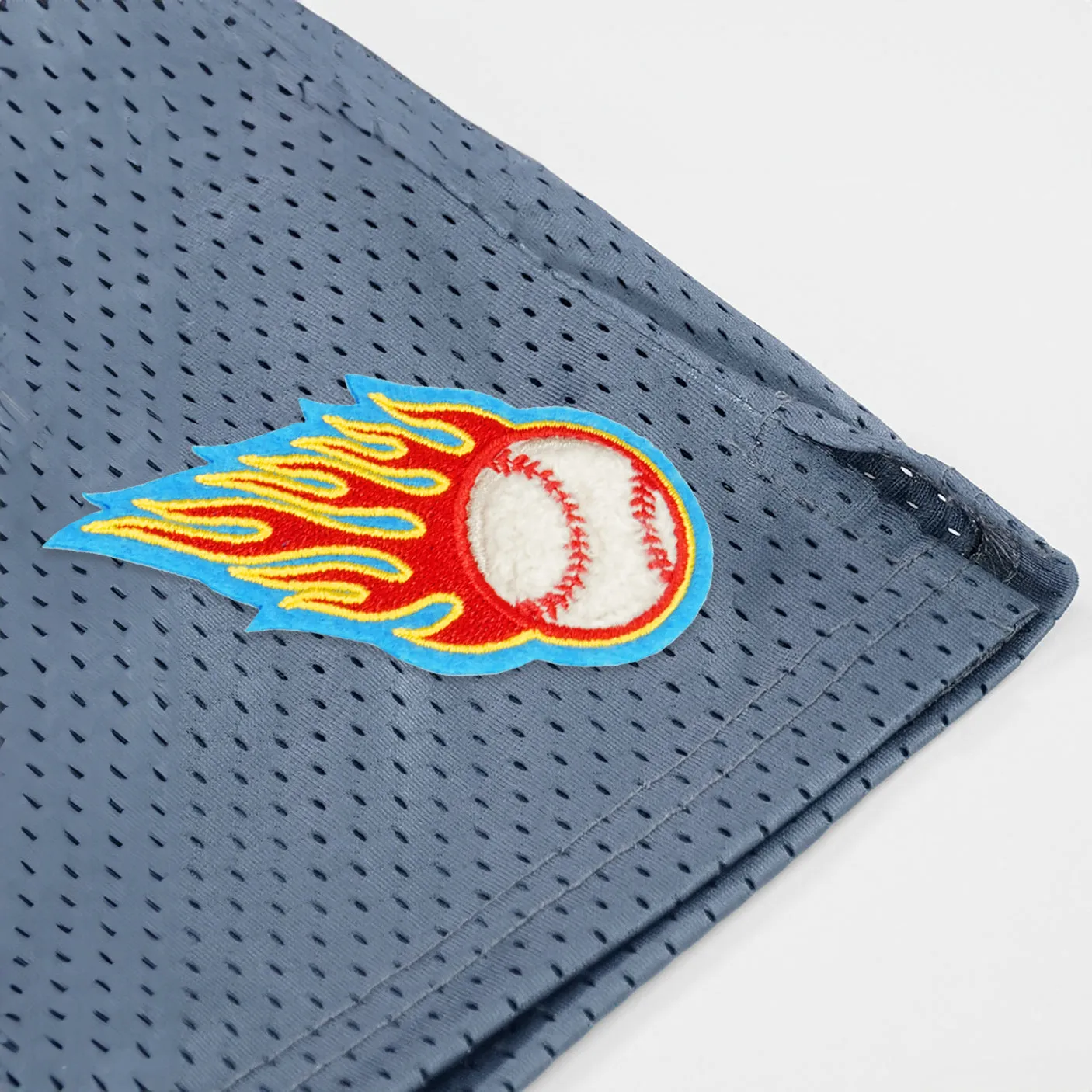 Baseball On Fire Patch Shorts - 7"