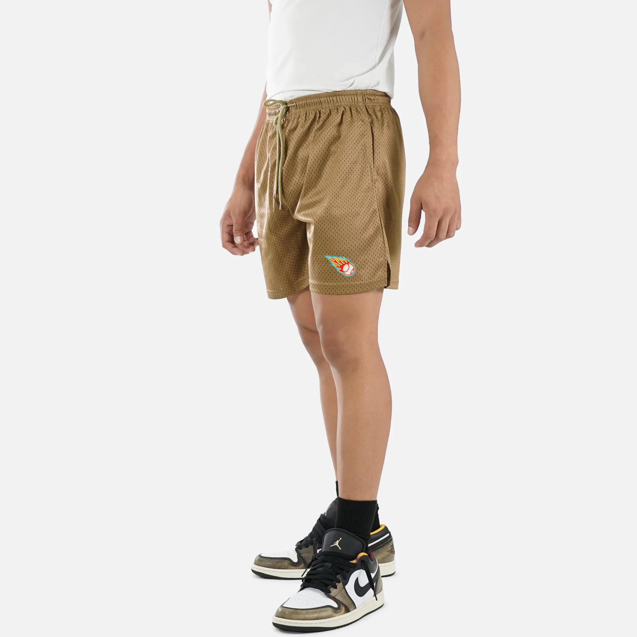 Baseball On Fire Patch Shorts - 7"