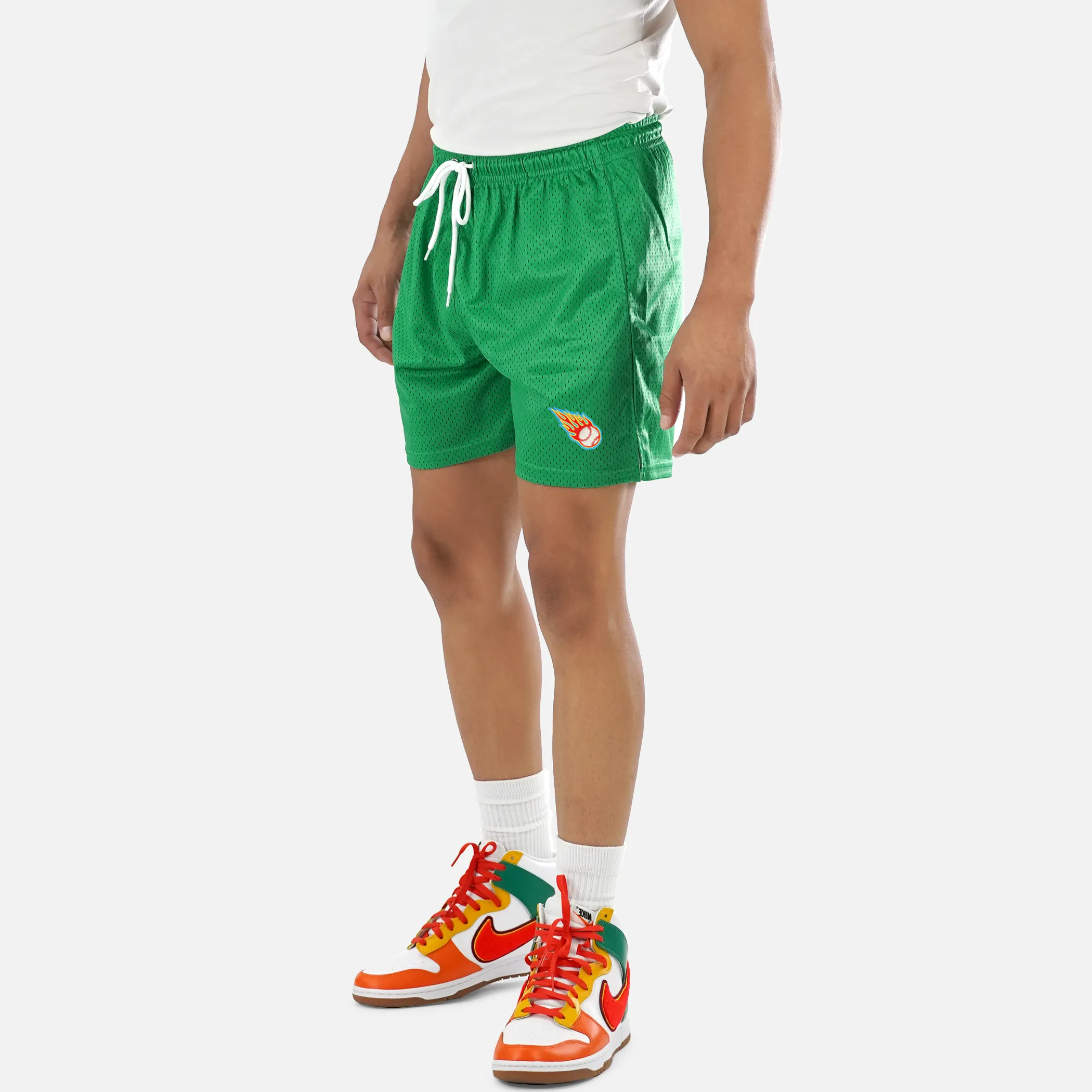 Baseball On Fire Patch Shorts - 7"