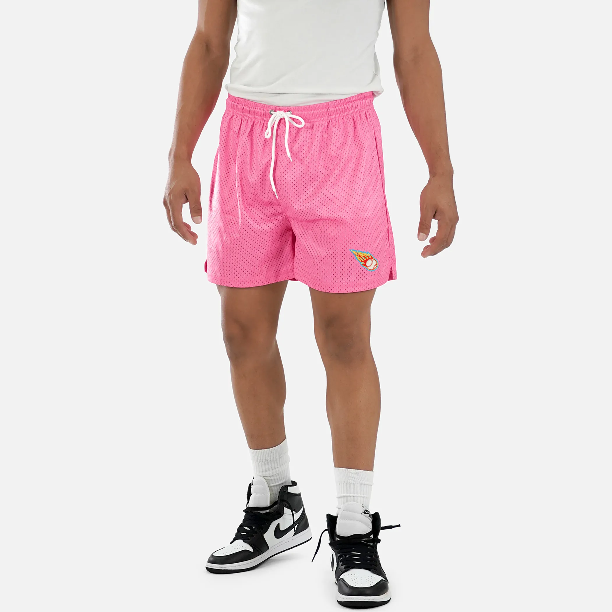 Baseball On Fire Patch Shorts - 7"