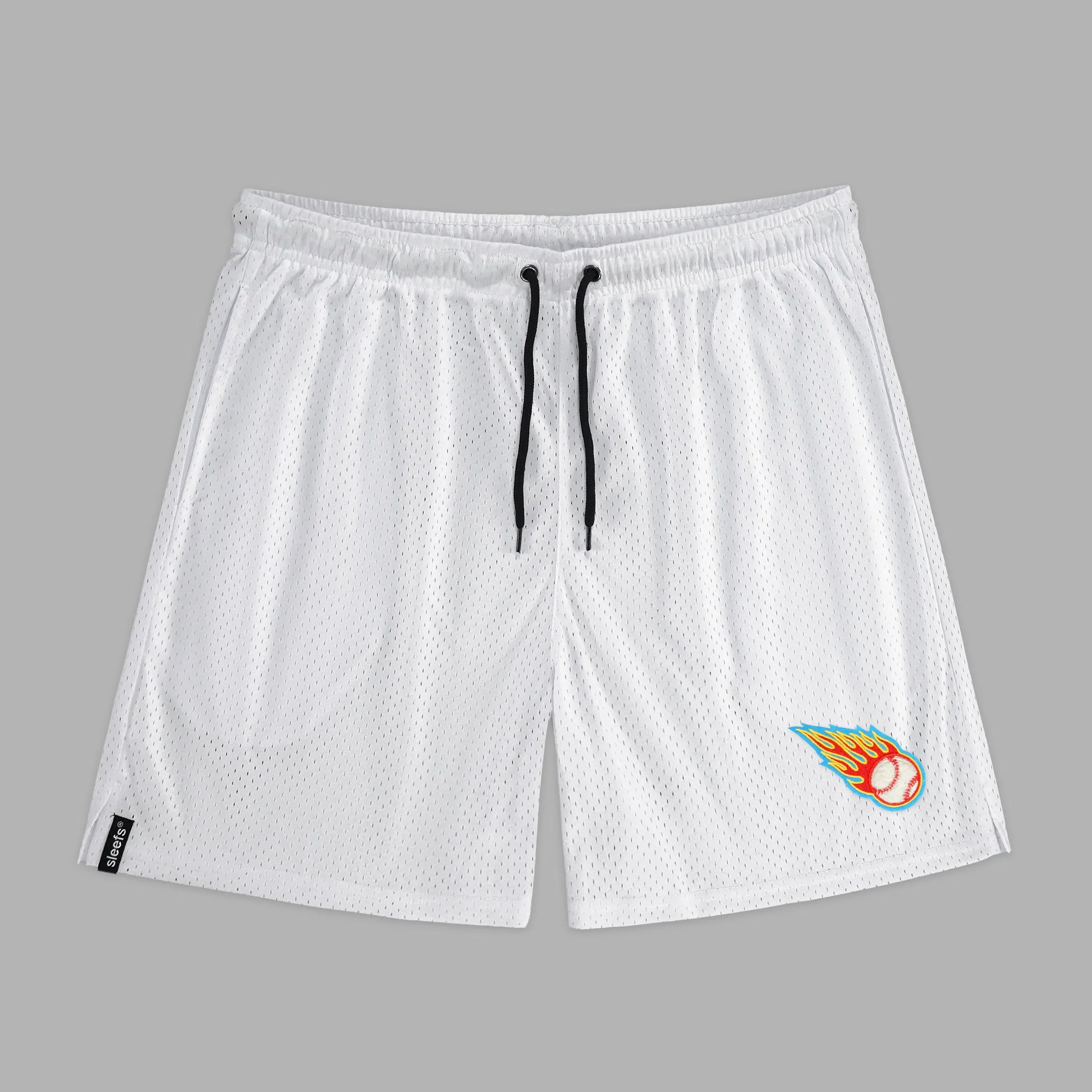 Baseball On Fire Patch Shorts - 7"