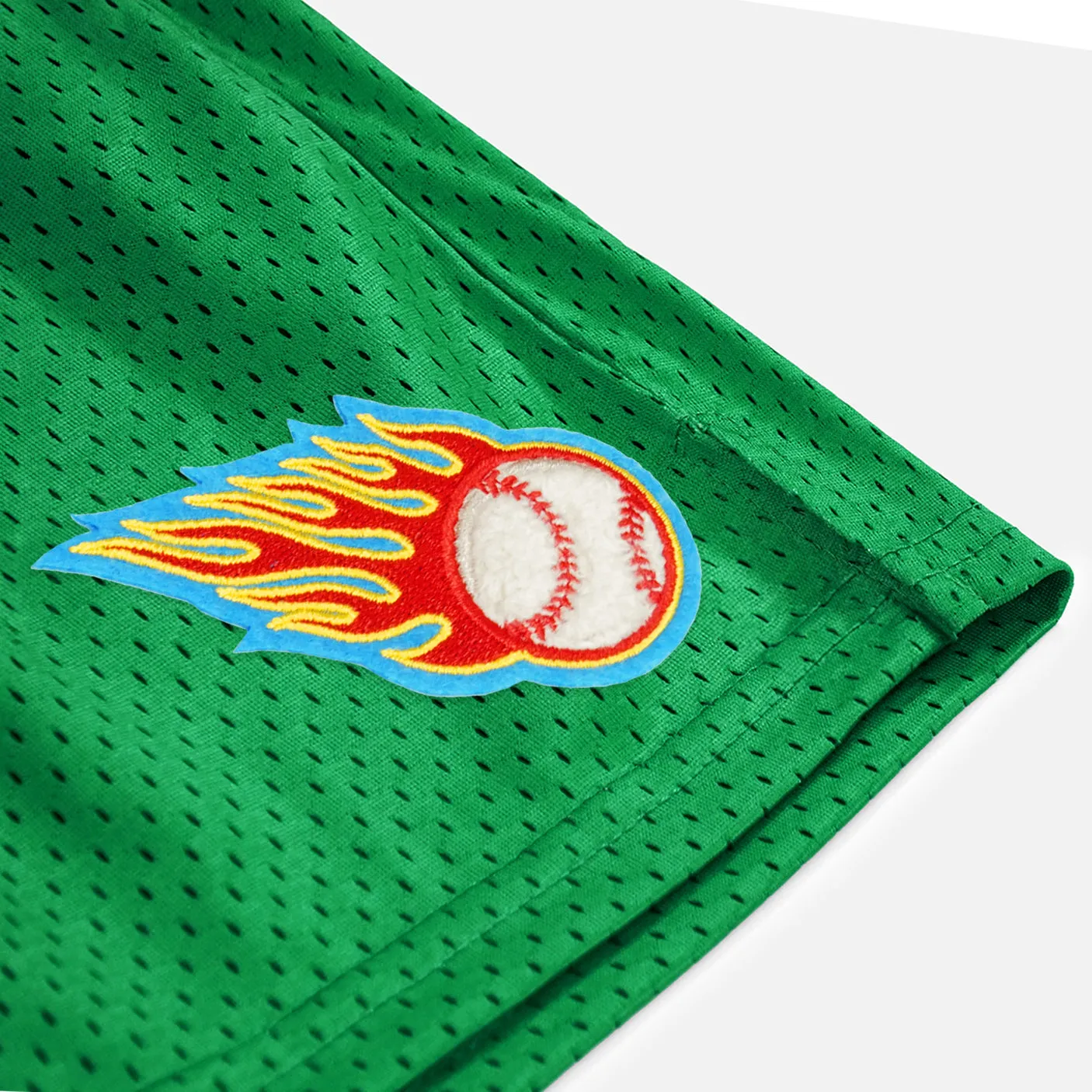 Baseball On Fire Patch Shorts - 7"