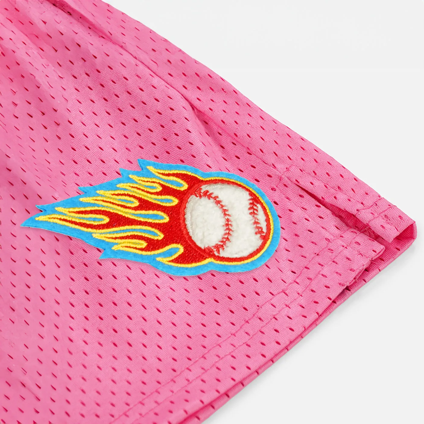 Baseball On Fire Patch Shorts - 7"