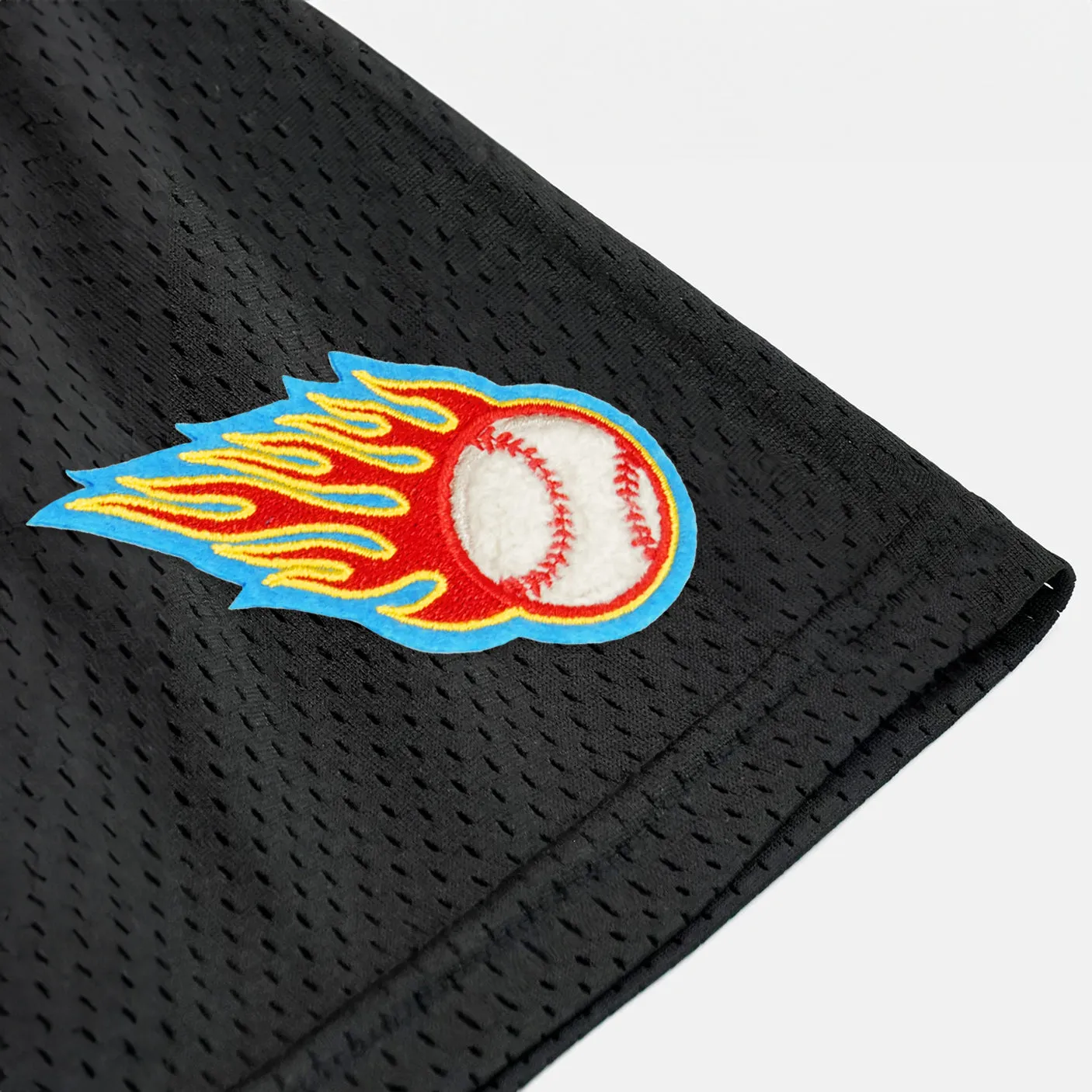 Baseball On Fire Patch Shorts - 7"