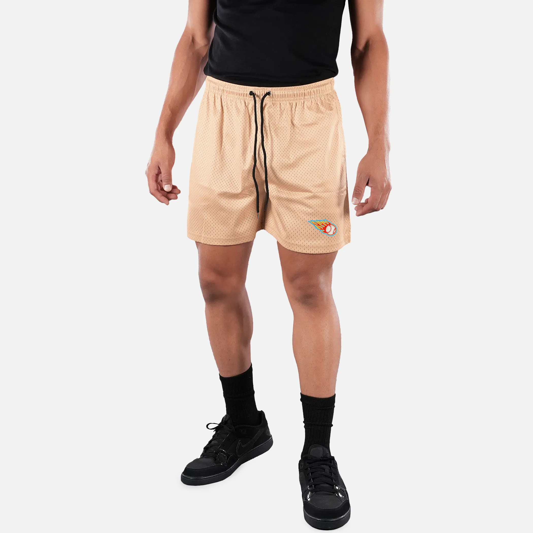Baseball On Fire Patch Shorts - 7"