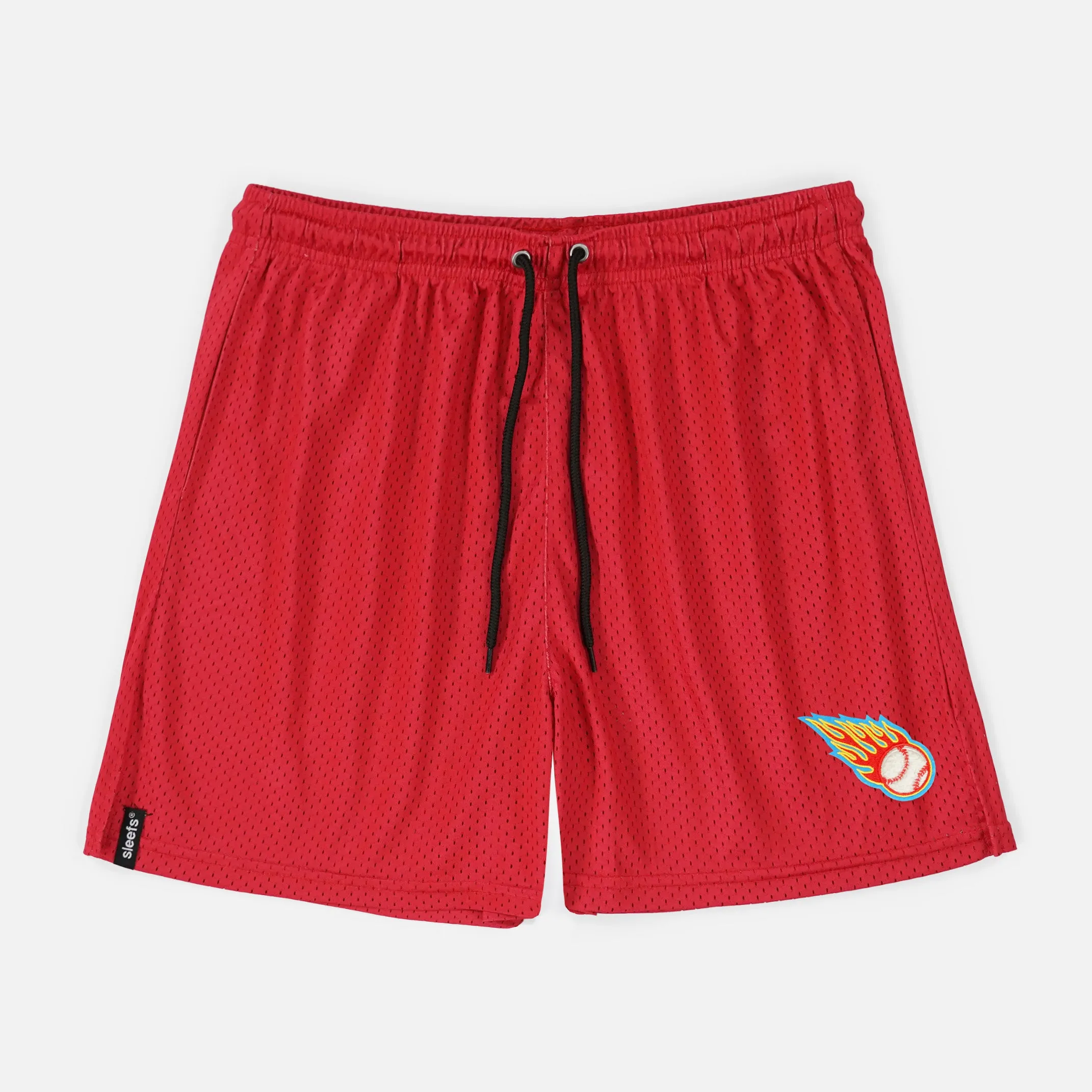 Baseball On Fire Patch Shorts - 7"