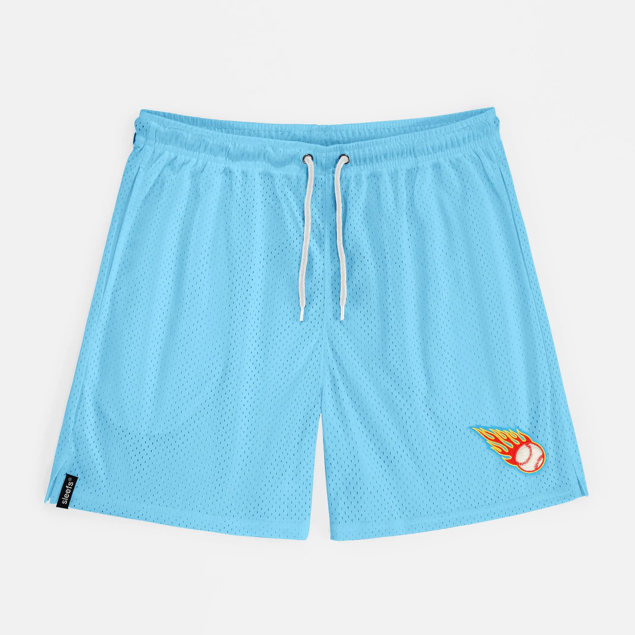 Baseball On Fire Patch Shorts - 7"