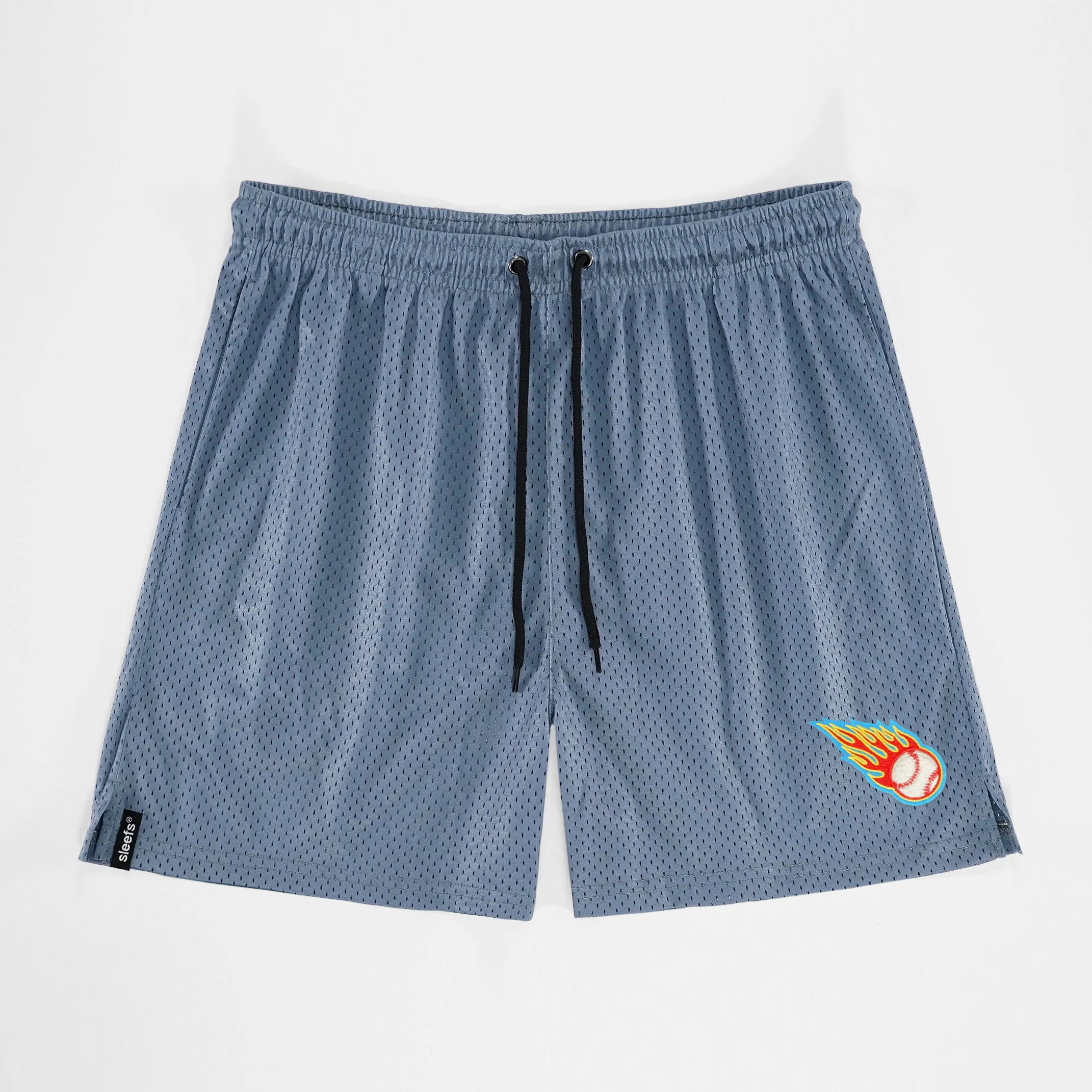 Baseball On Fire Patch Shorts - 7"