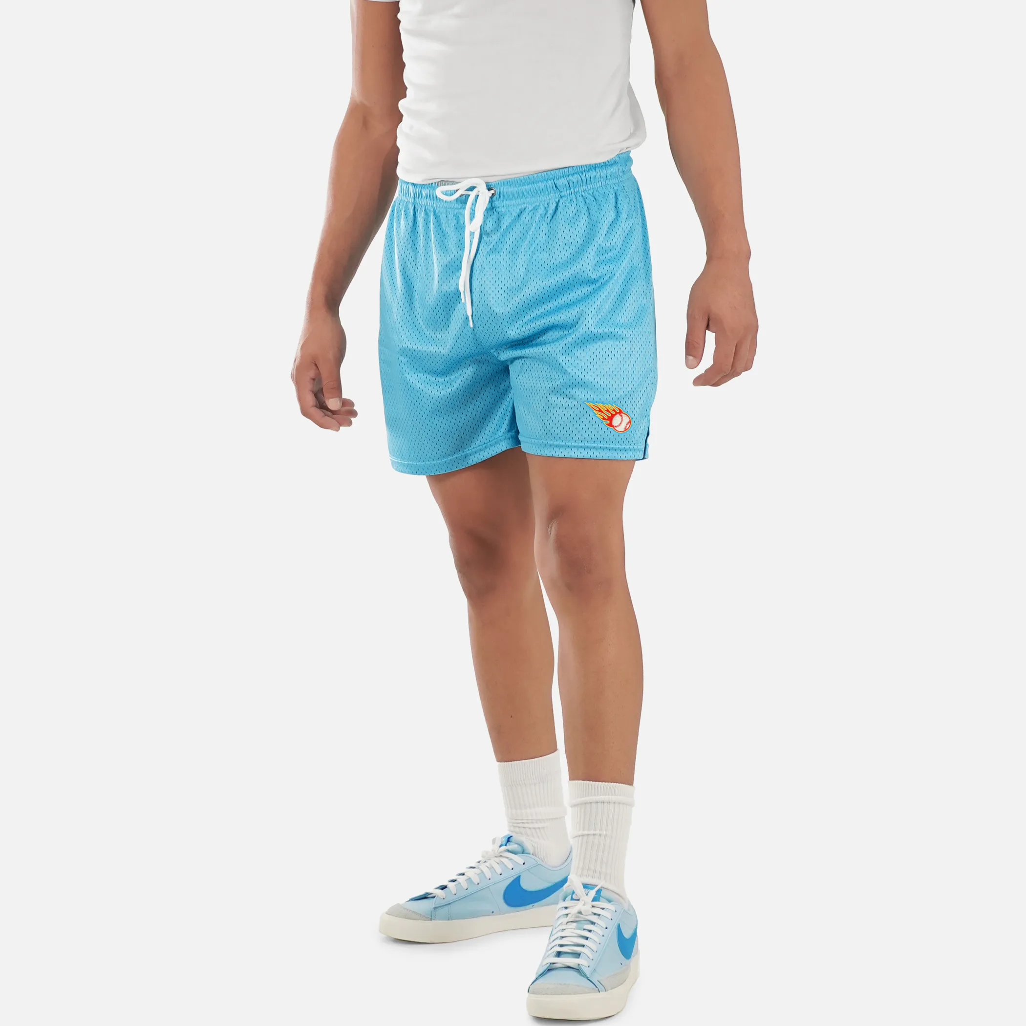 Baseball On Fire Patch Shorts - 7"