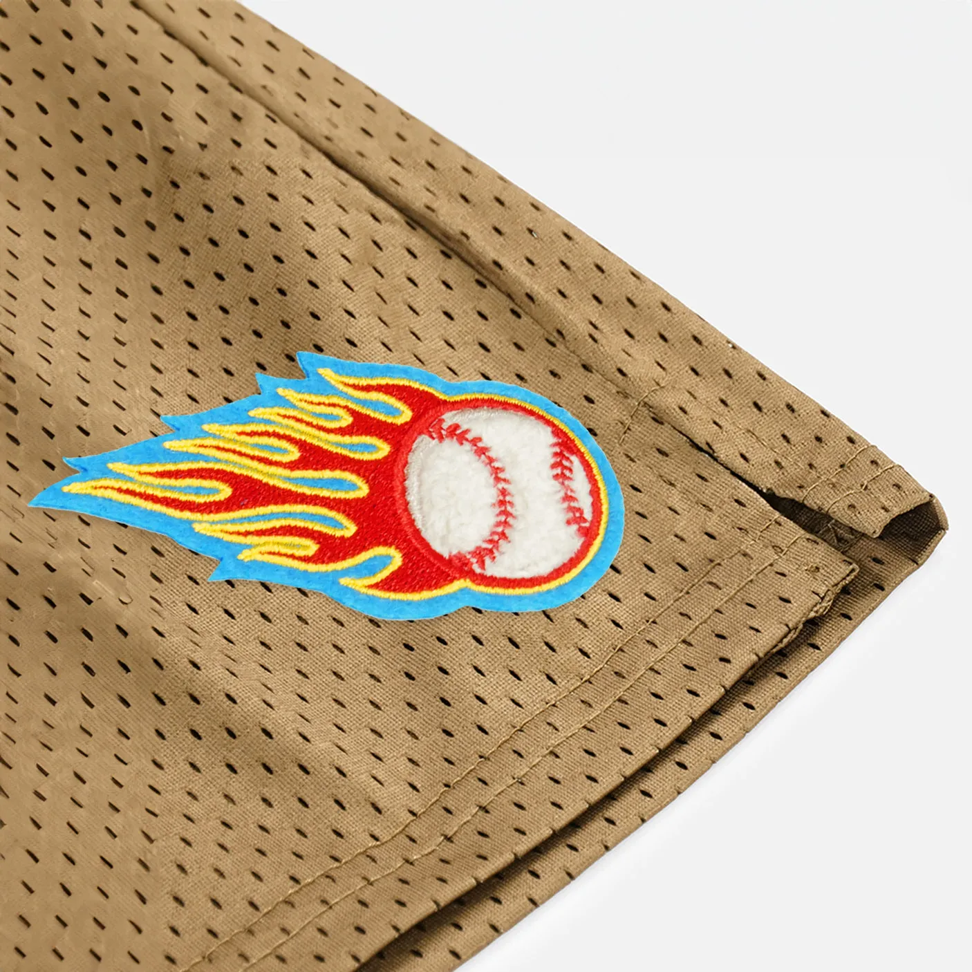 Baseball On Fire Patch Shorts - 7"
