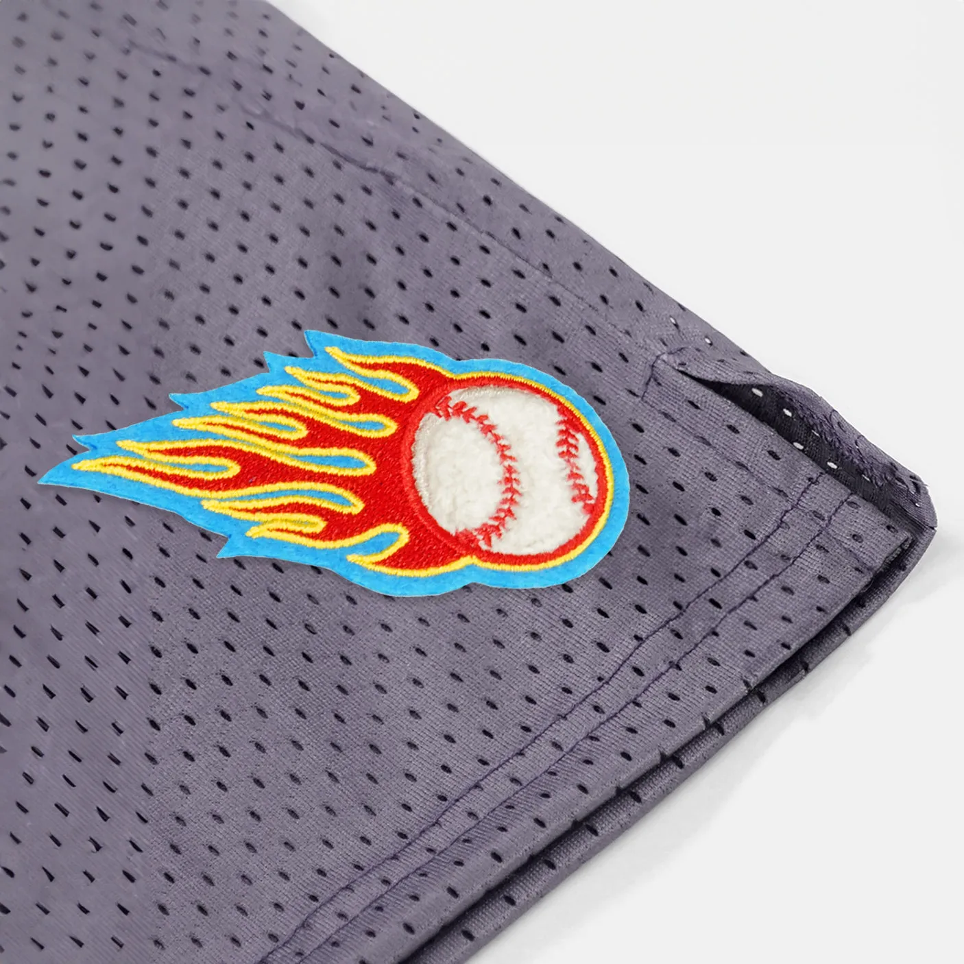 Baseball On Fire Patch Shorts - 7"