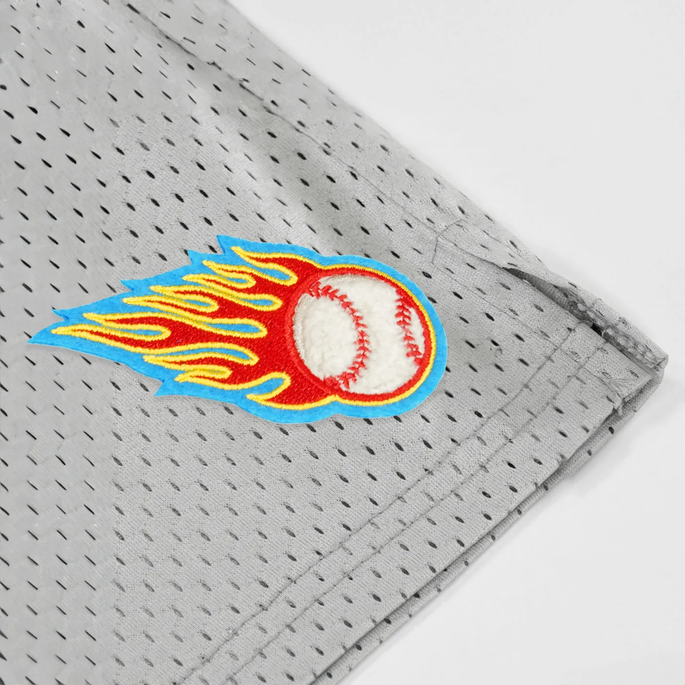 Baseball On Fire Patch Shorts - 7"