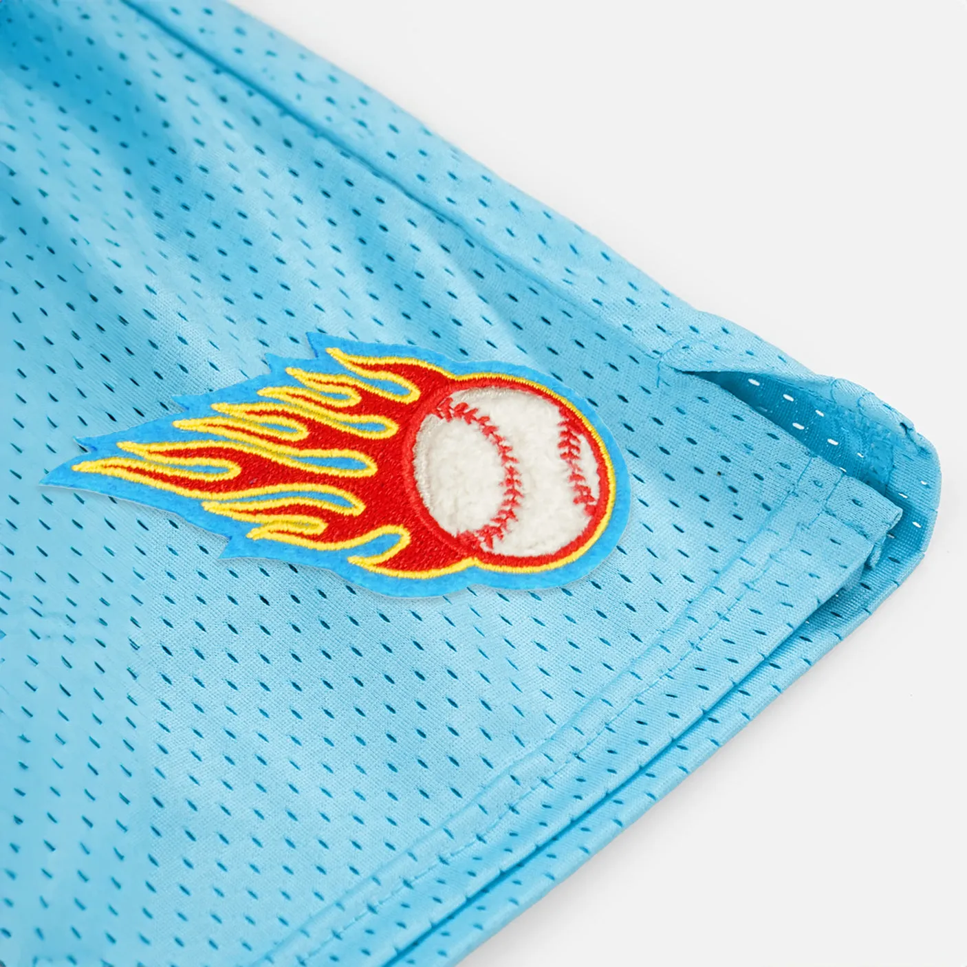 Baseball On Fire Patch Shorts - 7"