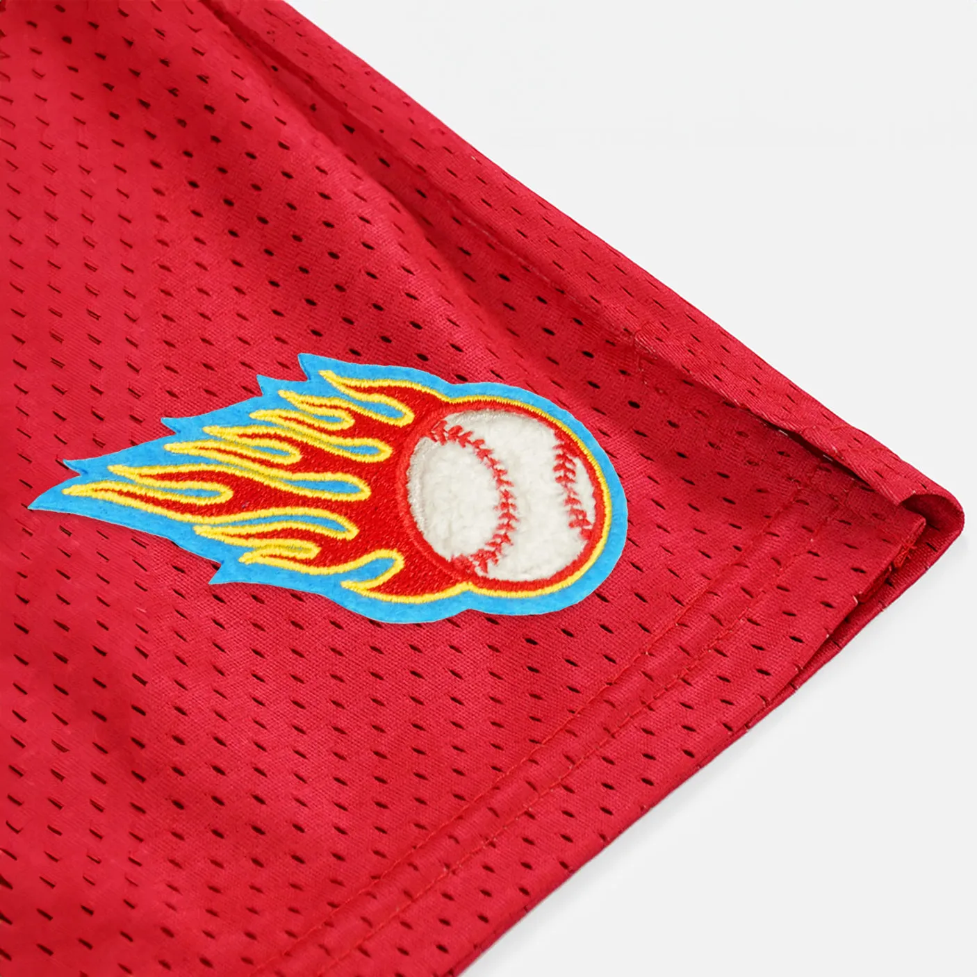 Baseball On Fire Patch Shorts - 7"