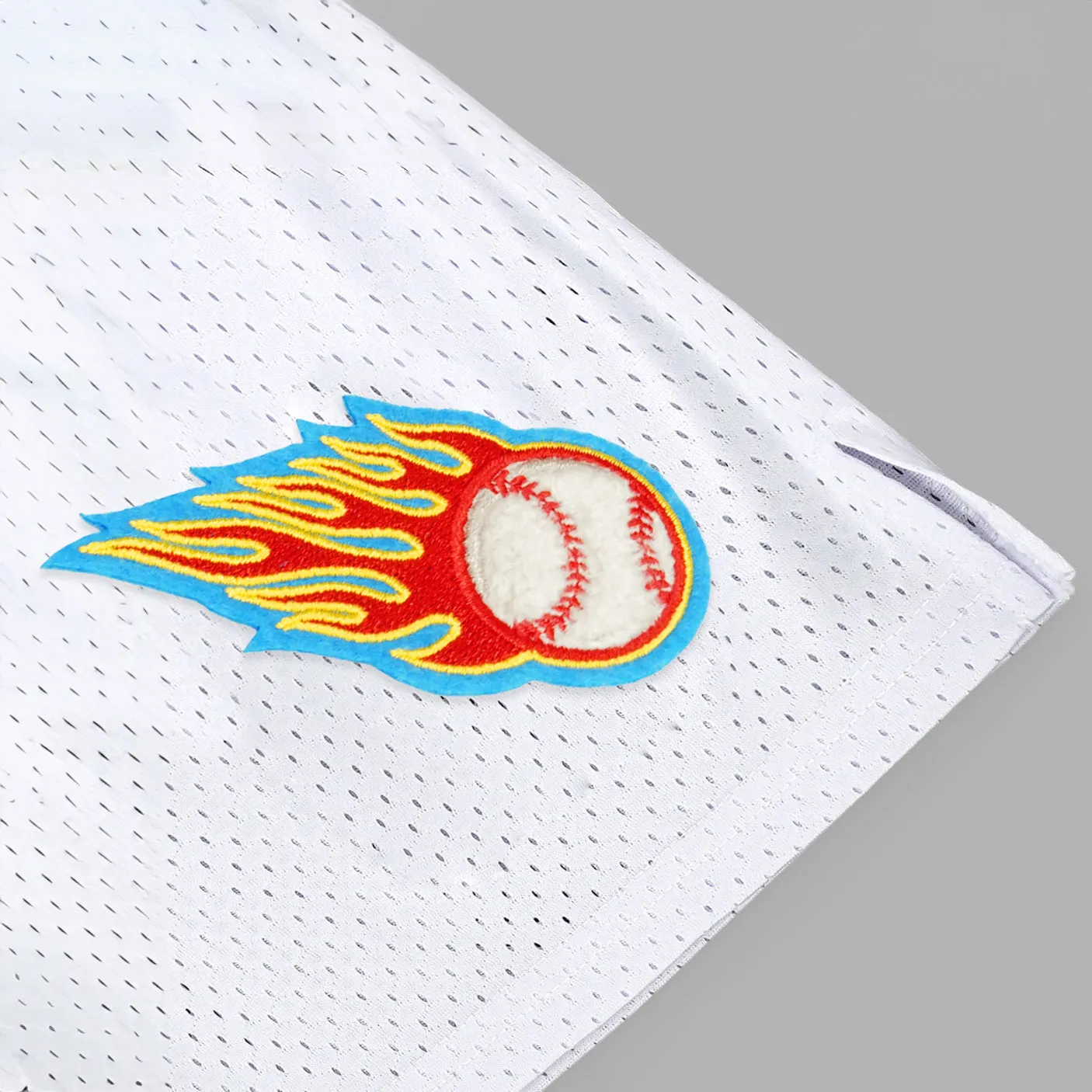 Baseball On Fire Patch Shorts - 7"