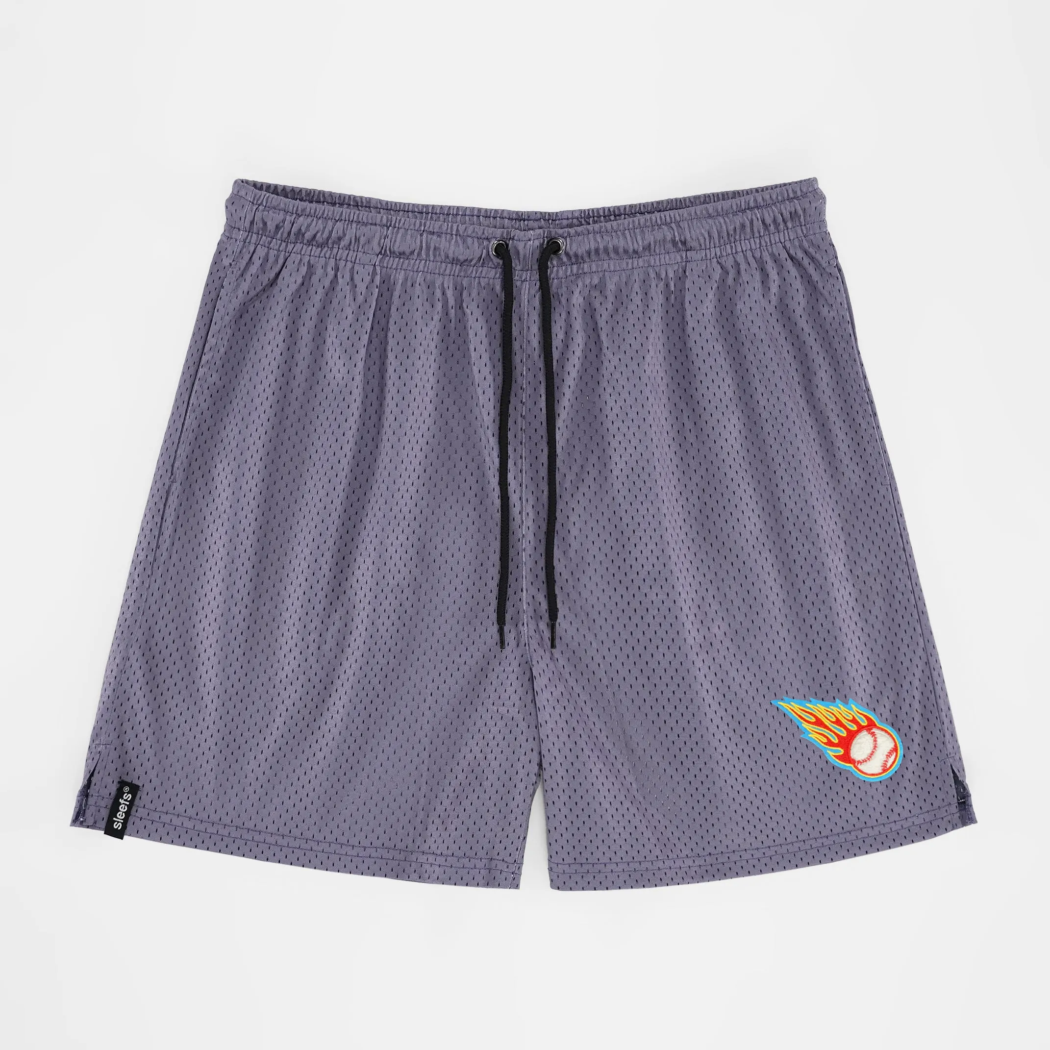 Baseball On Fire Patch Shorts - 7"
