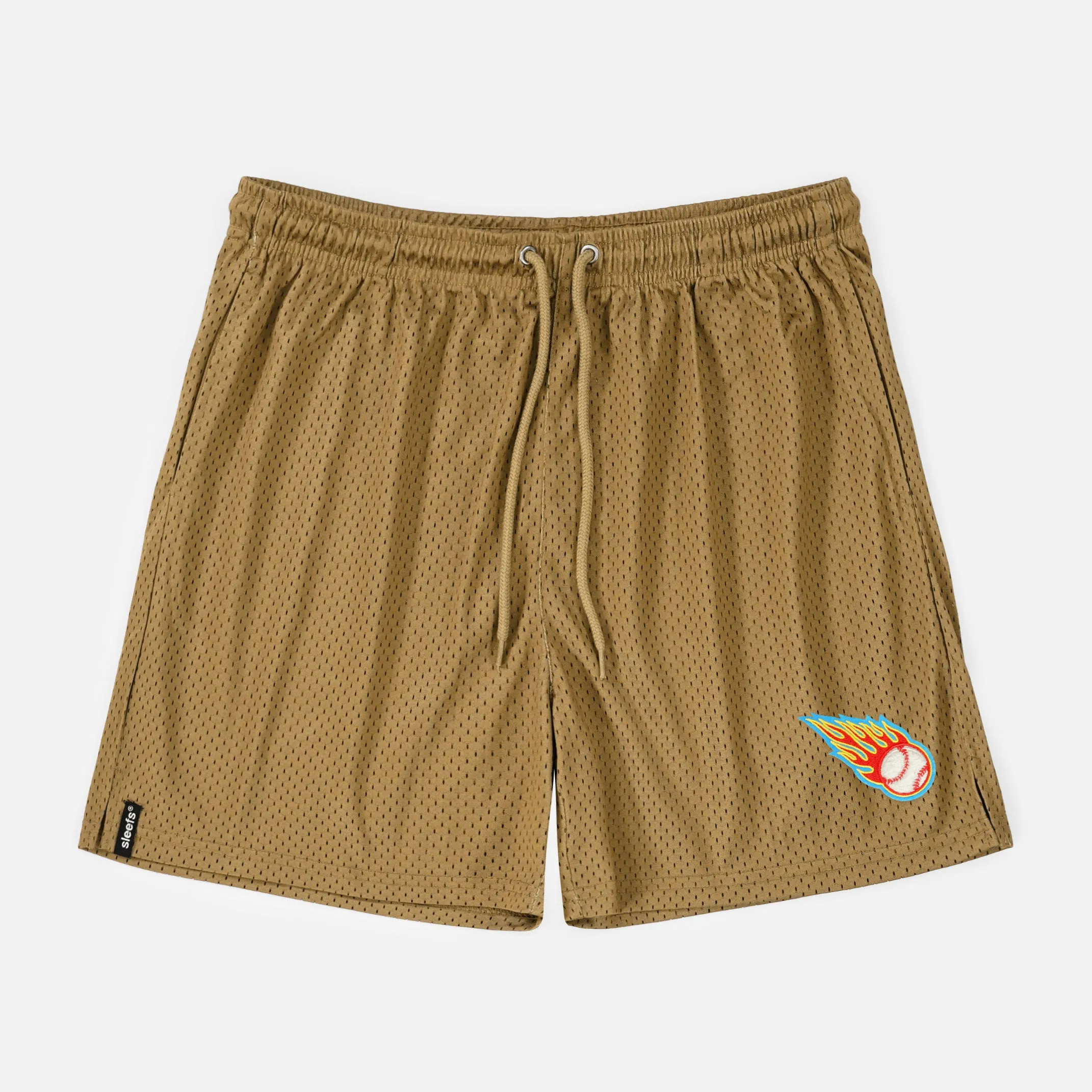 Baseball On Fire Patch Shorts - 7"