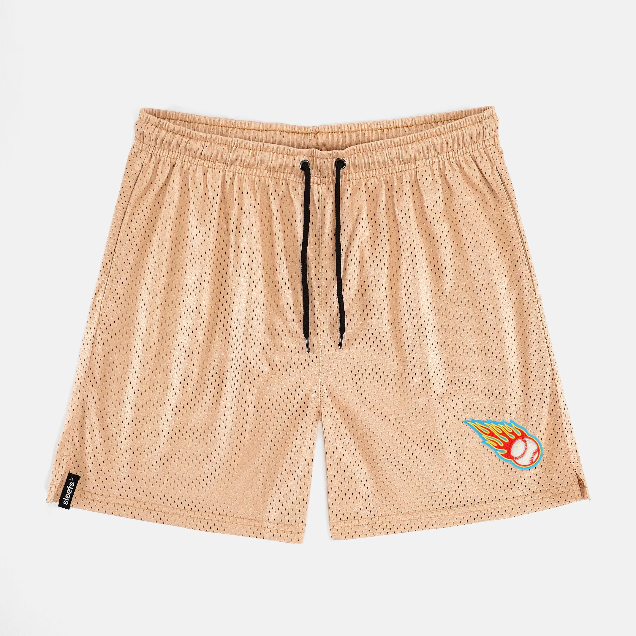 Baseball On Fire Patch Shorts - 7"