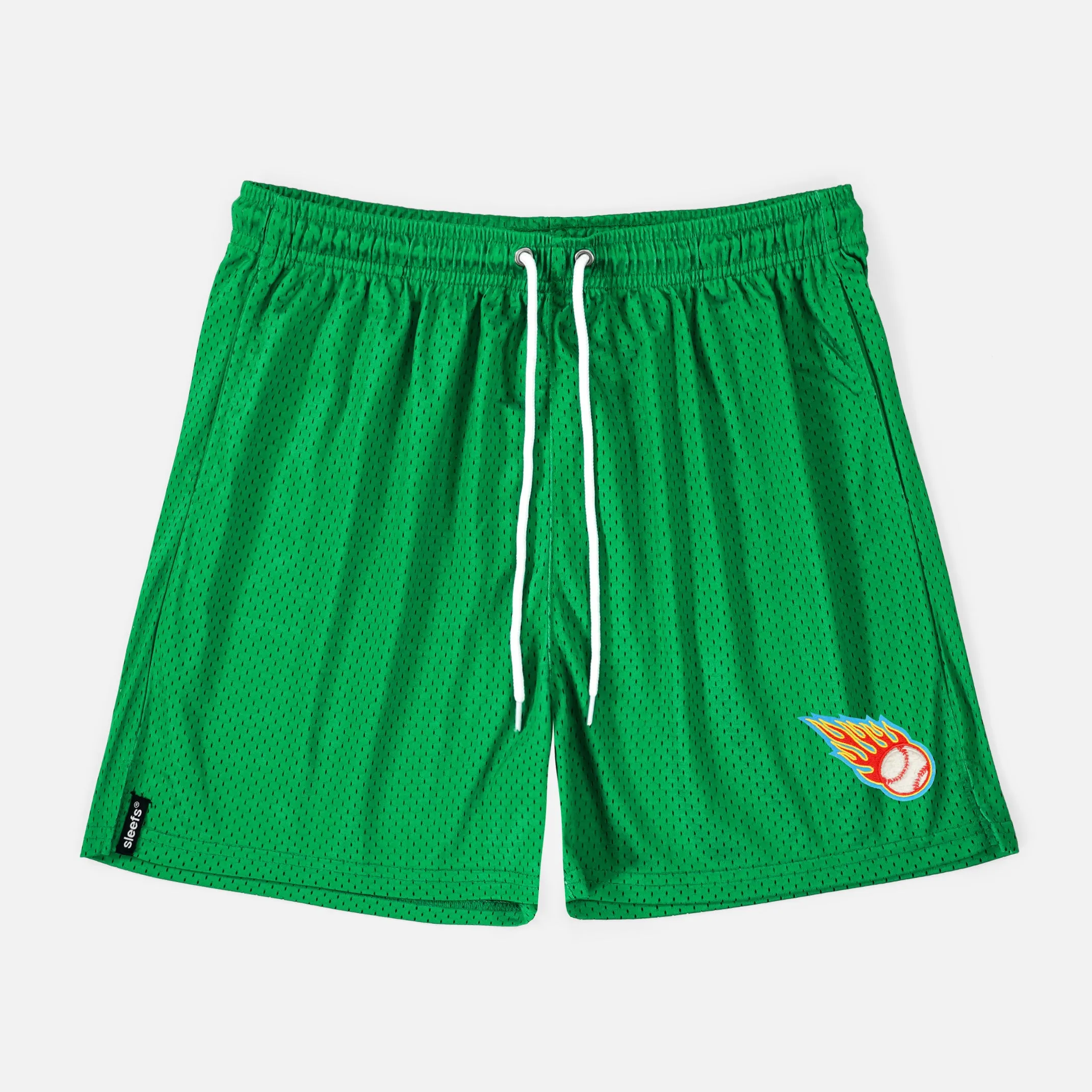 Baseball On Fire Patch Shorts - 7"