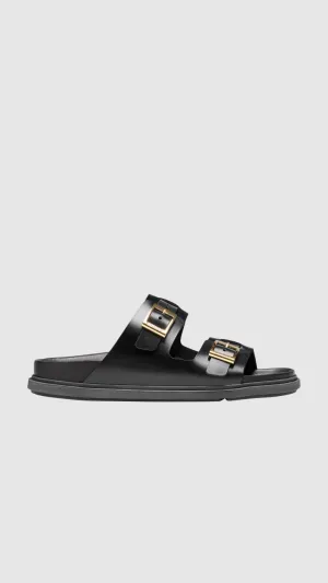 Birkenstock St Barths in Black Natural Leather Narrow