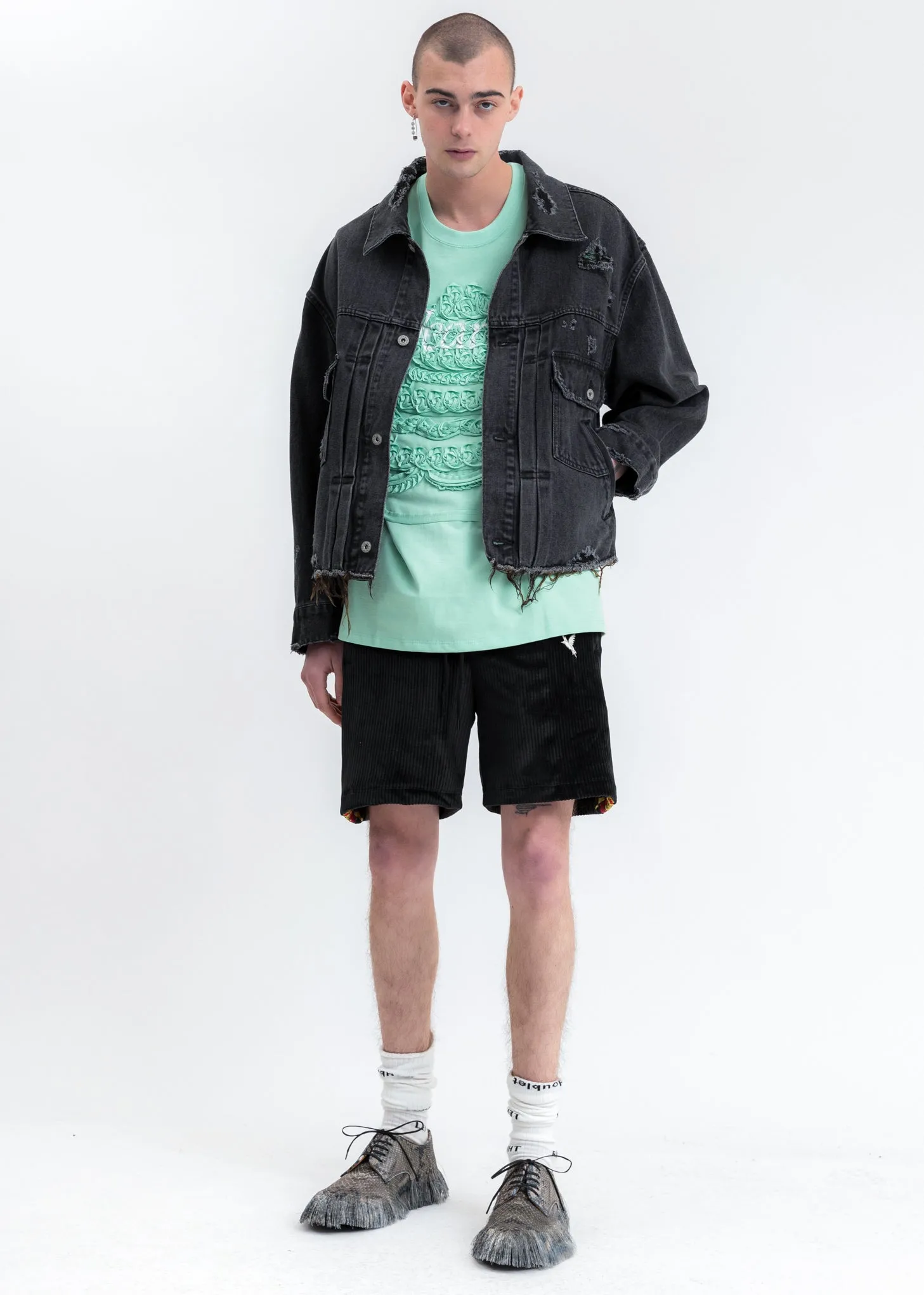 Black Chaos Embroidery Comfy Shorts