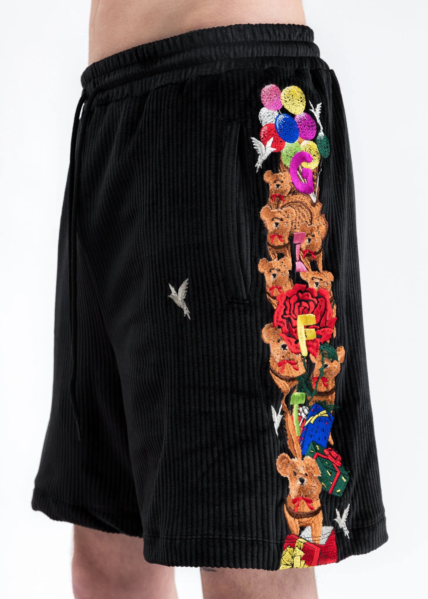 Black Chaos Embroidery Comfy Shorts