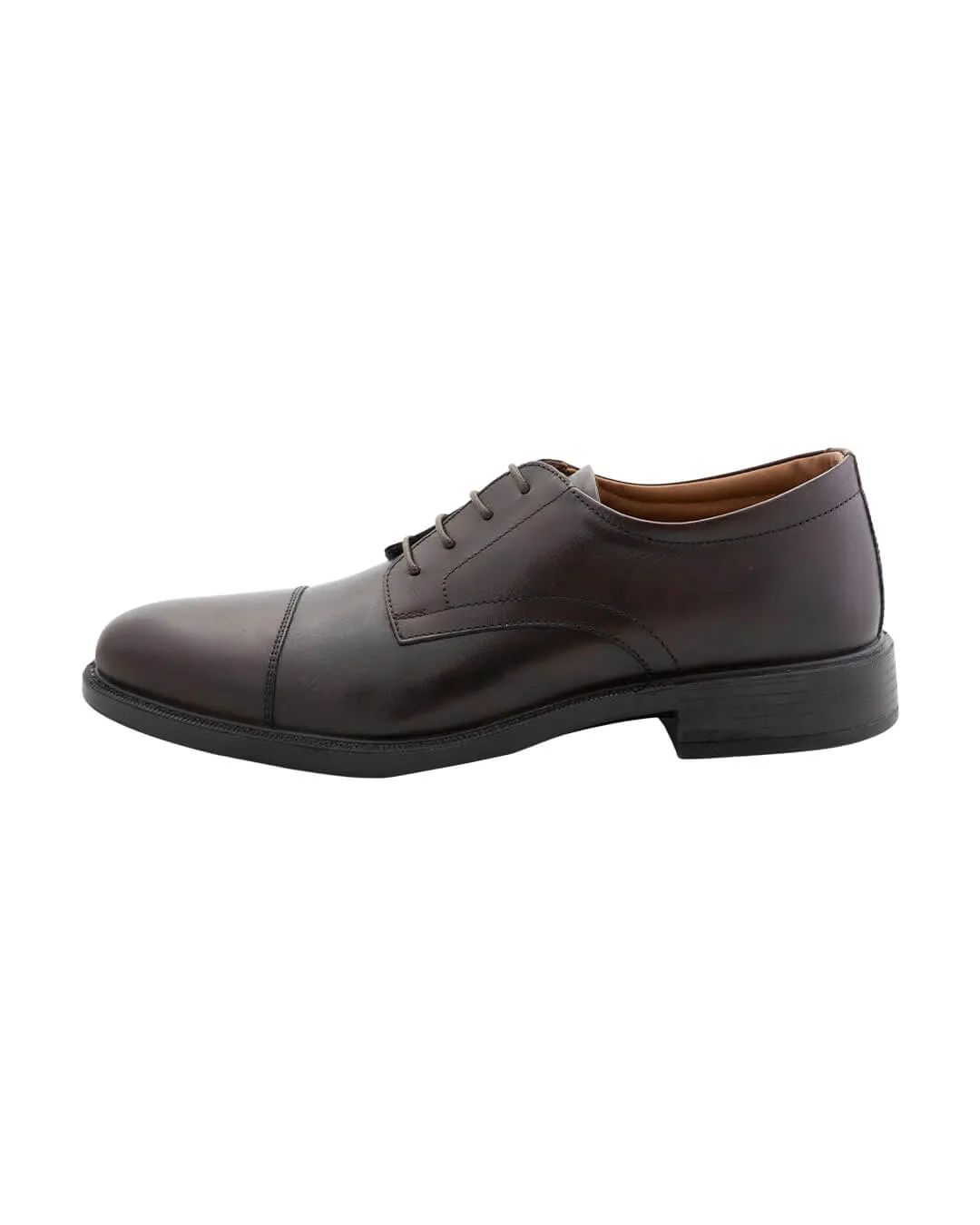 Brown Leather Toe Cap Derby Comfort Shoes