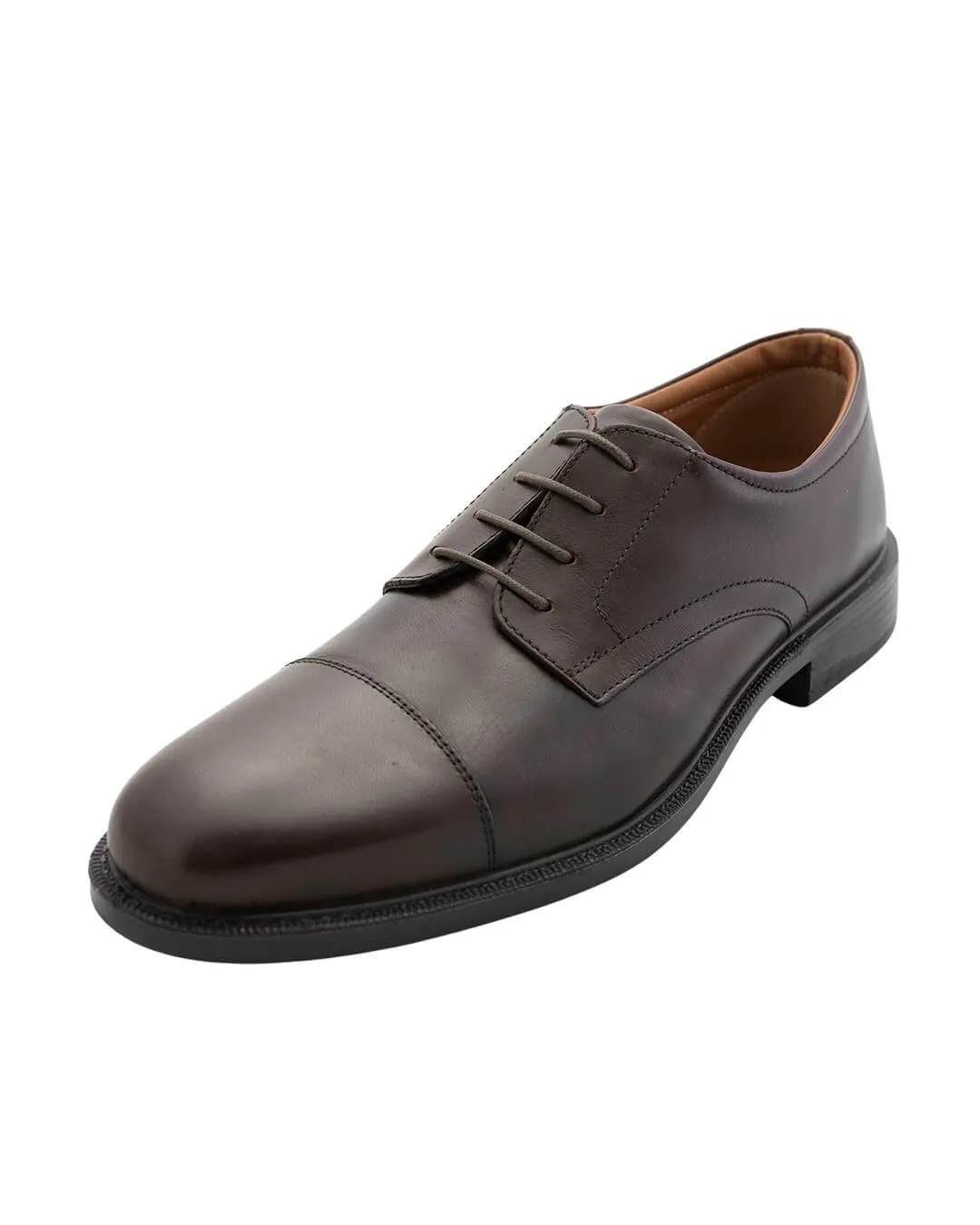 Brown Leather Toe Cap Derby Comfort Shoes