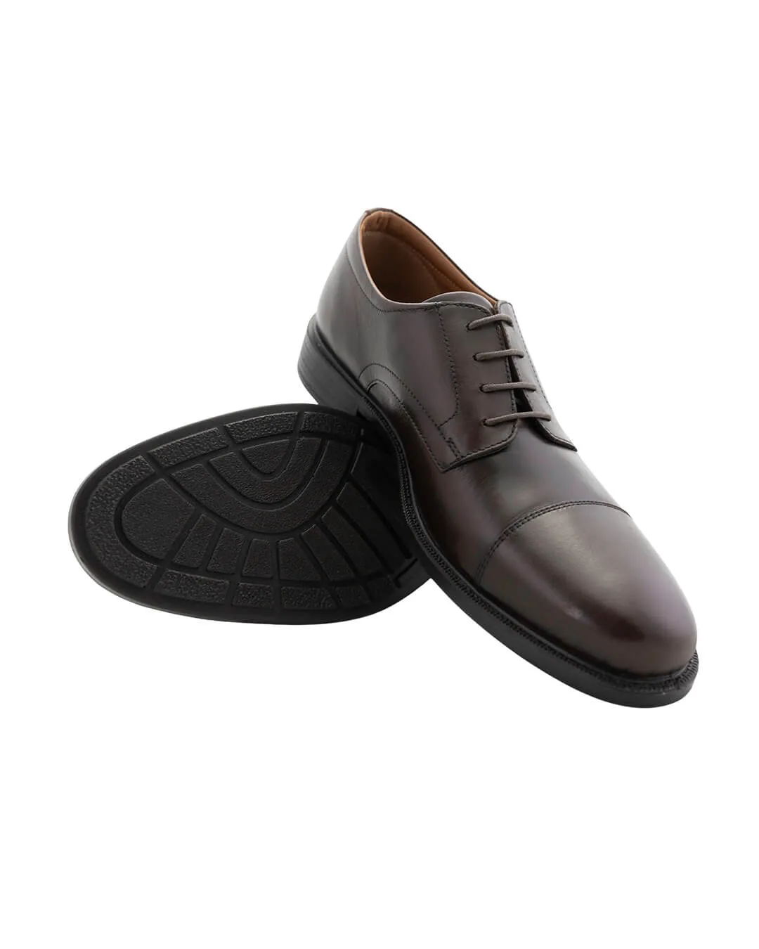 Brown Leather Toe Cap Derby Comfort Shoes
