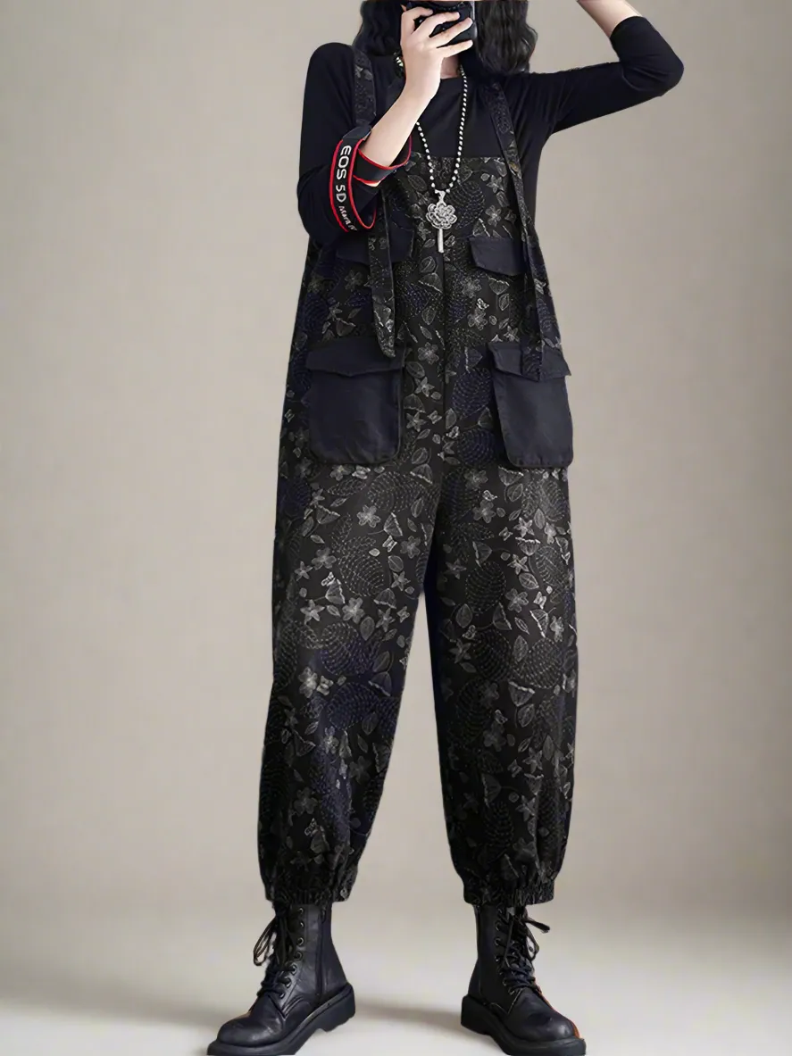 Casual Printed Overalls Dungarees
