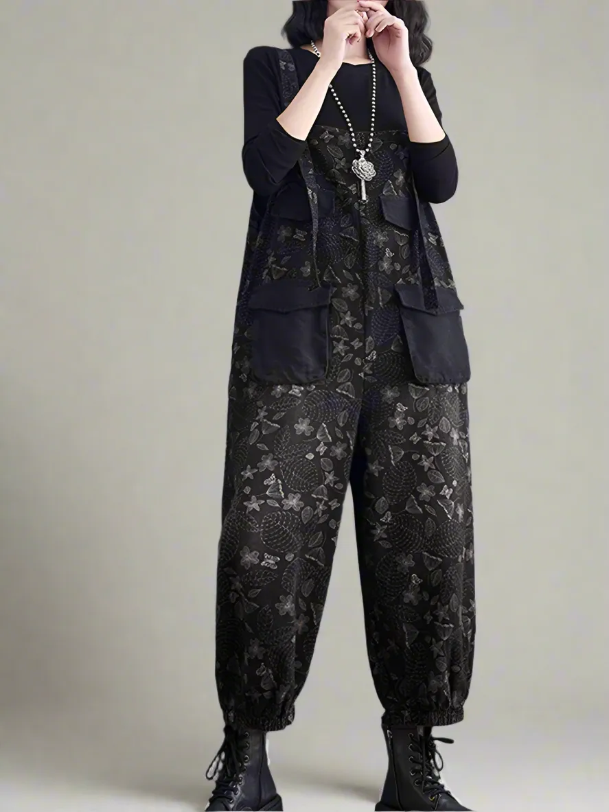 Casual Printed Overalls Dungarees
