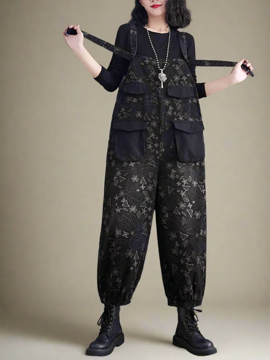 Casual Printed Overalls Dungarees