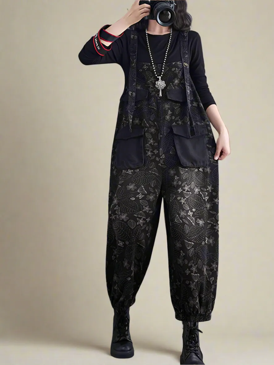 Casual Printed Overalls Dungarees
