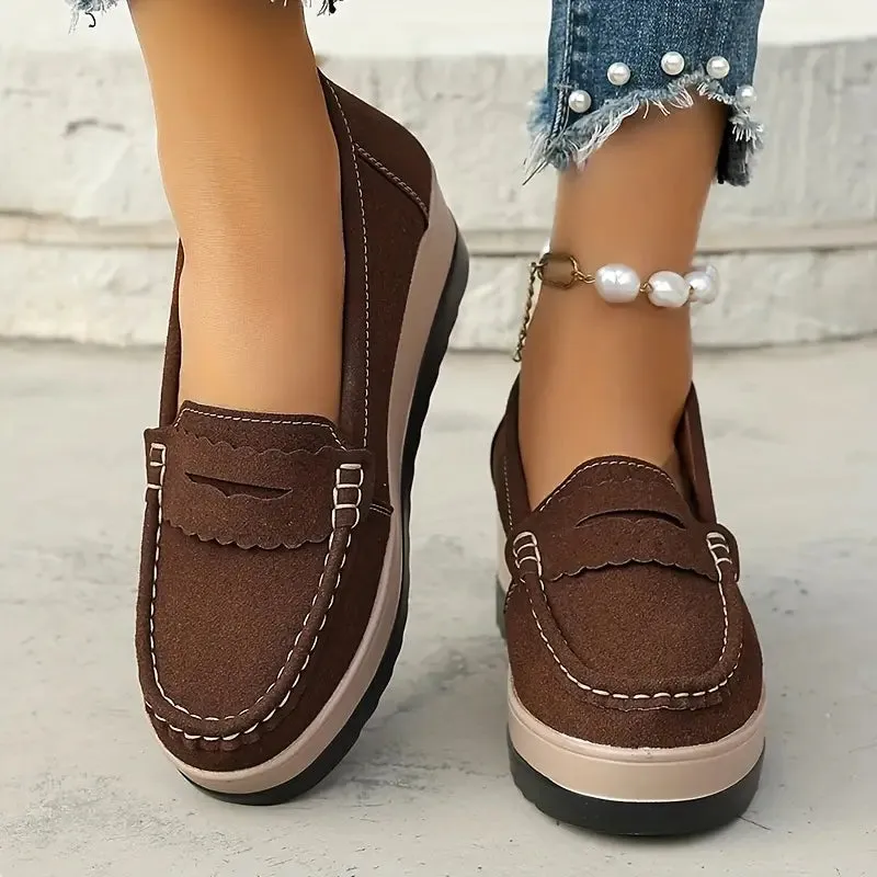 Damesschoenen met plateauzool - Comfortabele instappers met antislipzool