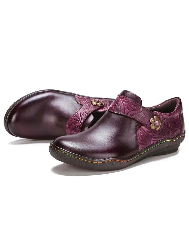 Felicity Vintage Genuine Leather Comfy Flat Shoes