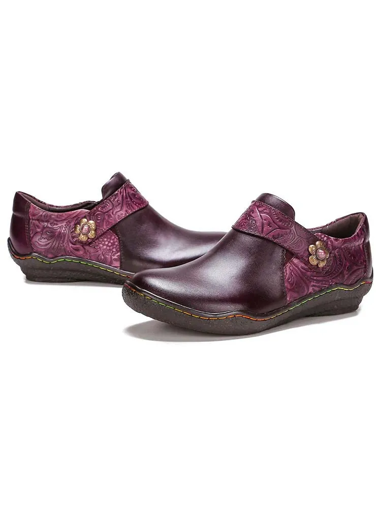 Felicity Vintage Genuine Leather Comfy Flat Shoes
