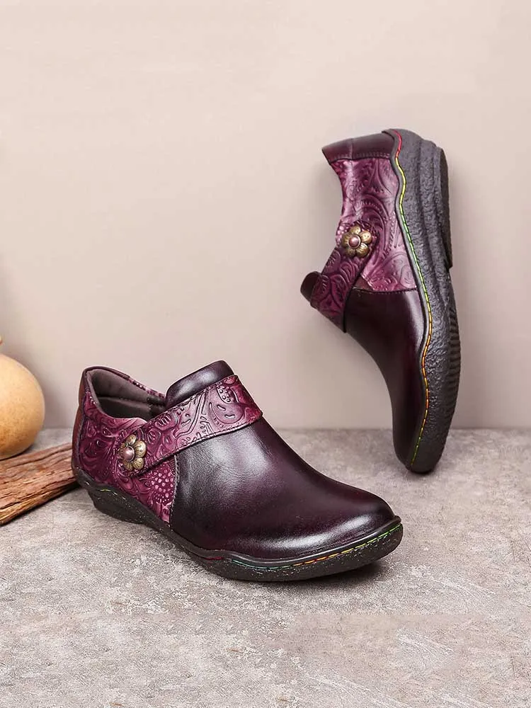 Felicity Vintage Genuine Leather Comfy Flat Shoes