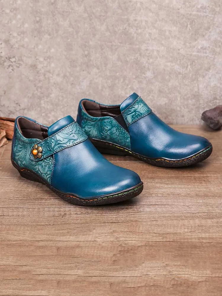Felicity Vintage Genuine Leather Comfy Flat Shoes
