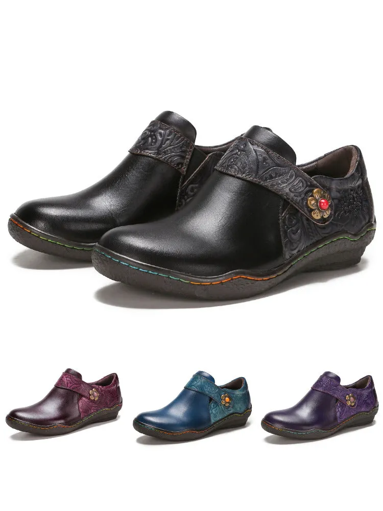 Felicity Vintage Genuine Leather Comfy Flat Shoes