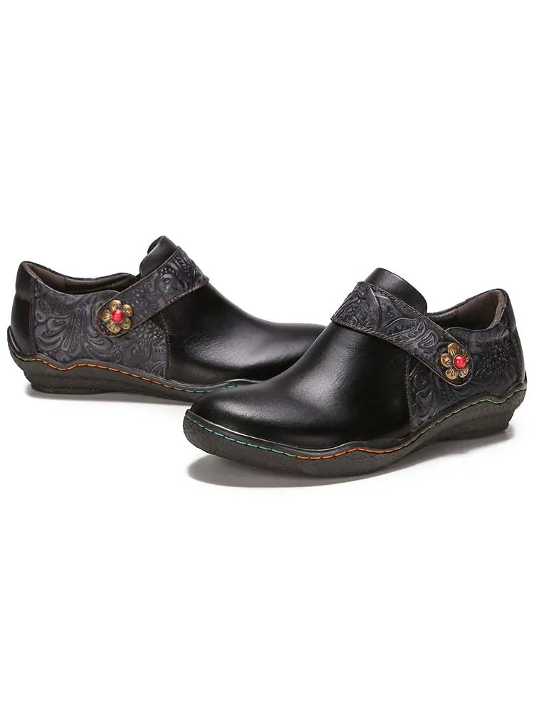 Felicity Vintage Genuine Leather Comfy Flat Shoes
