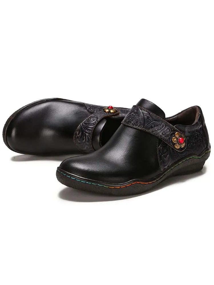 Felicity Vintage Genuine Leather Comfy Flat Shoes