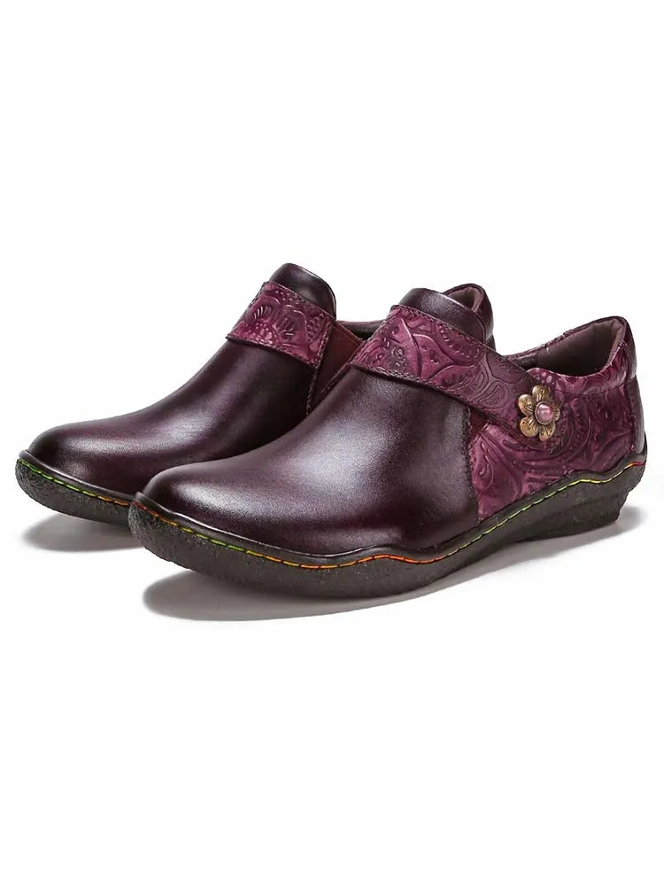 Felicity Vintage Genuine Leather Comfy Flat Shoes