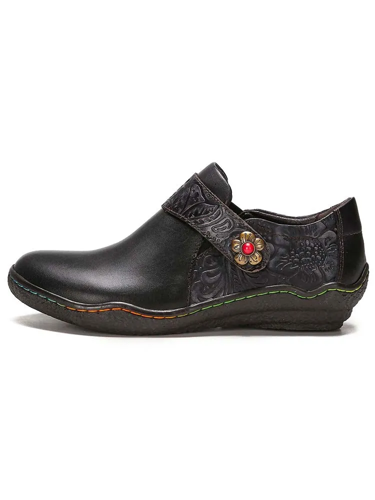 Felicity Vintage Genuine Leather Comfy Flat Shoes