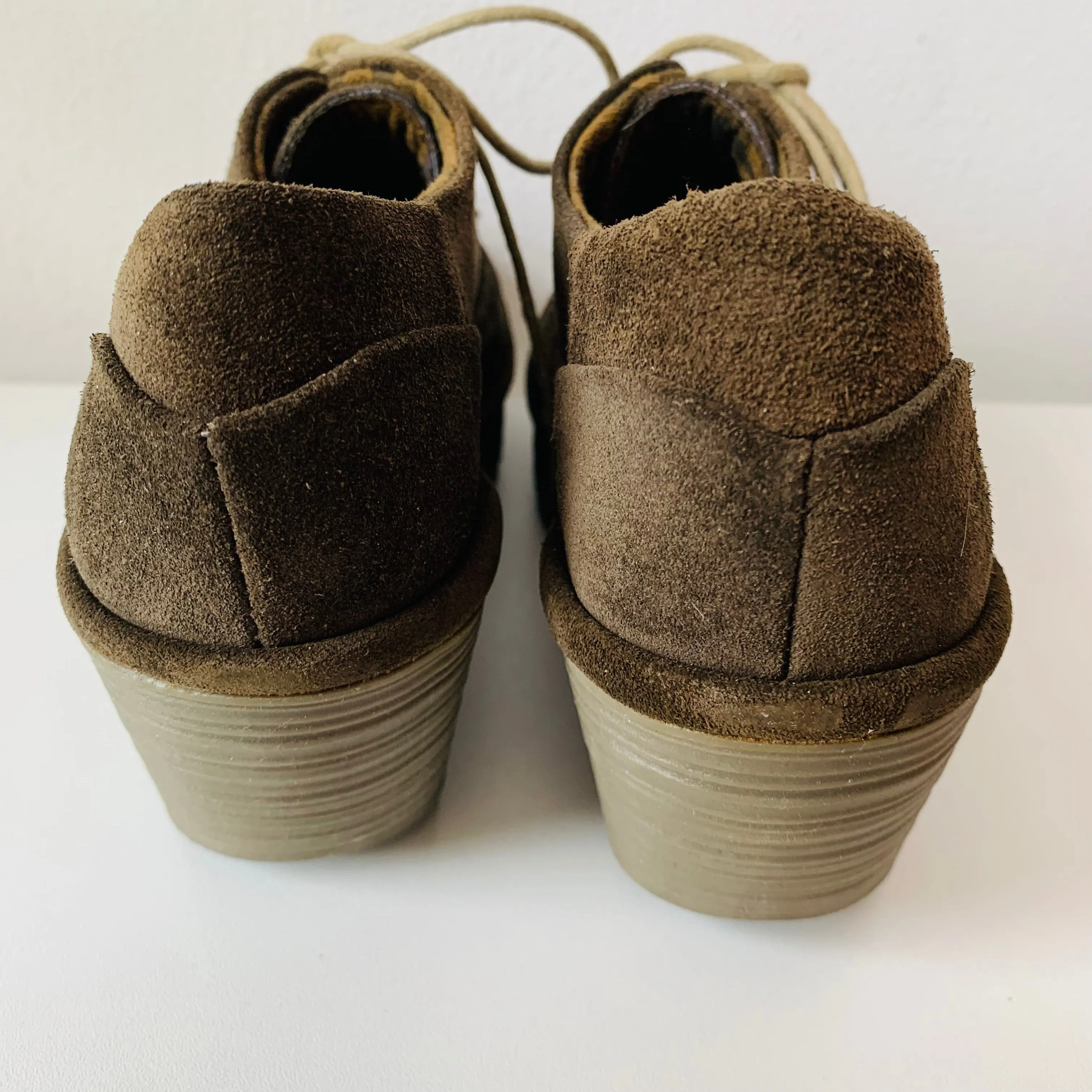 Fly London Sludge Suede Wedge Lace Up Size 38