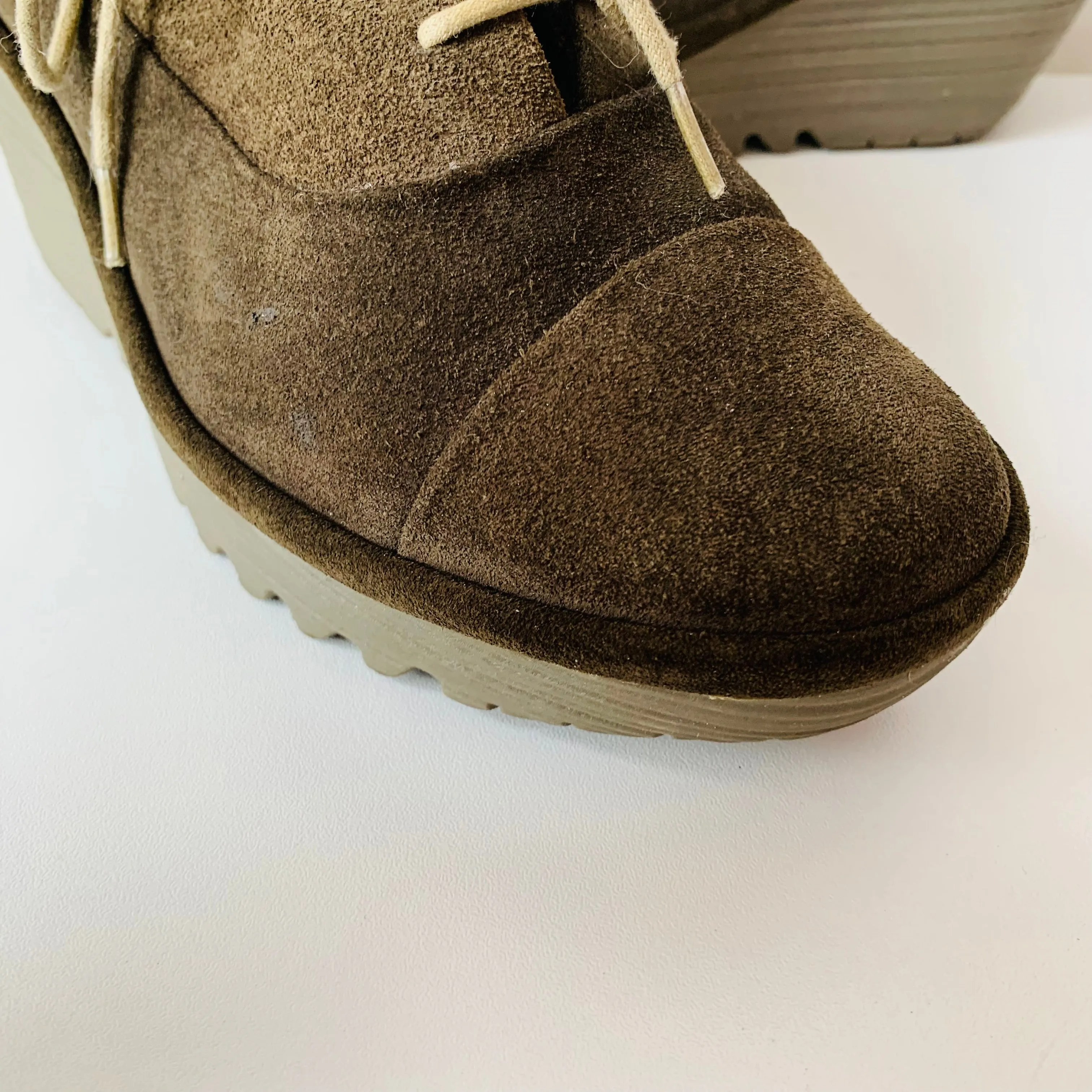 Fly London Sludge Suede Wedge Lace Up Size 38