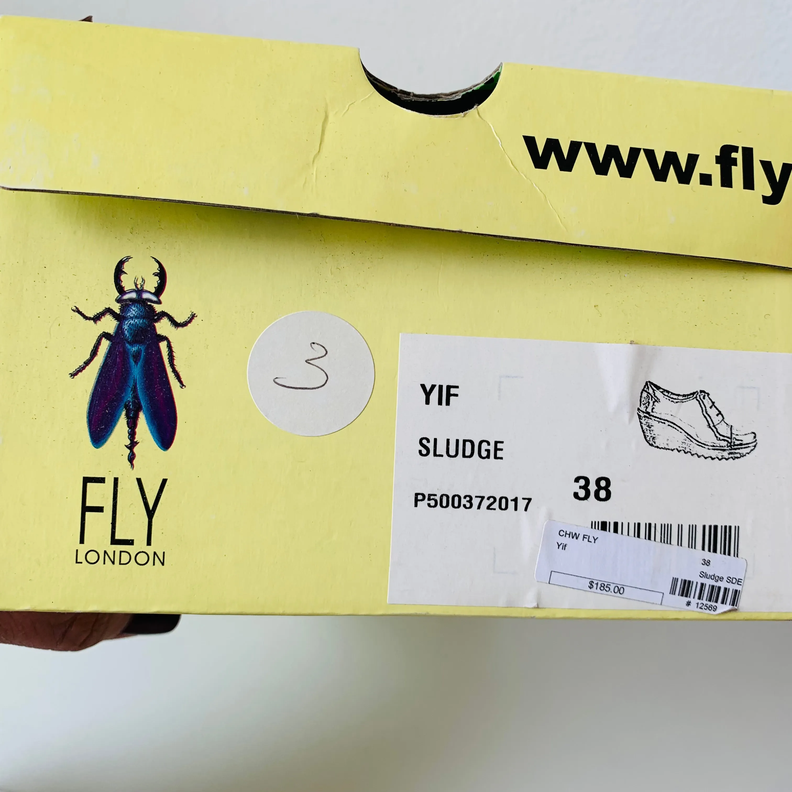 Fly London Sludge Suede Wedge Lace Up Size 38