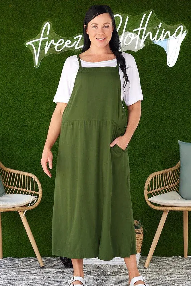 Freez Apron Dress Olive