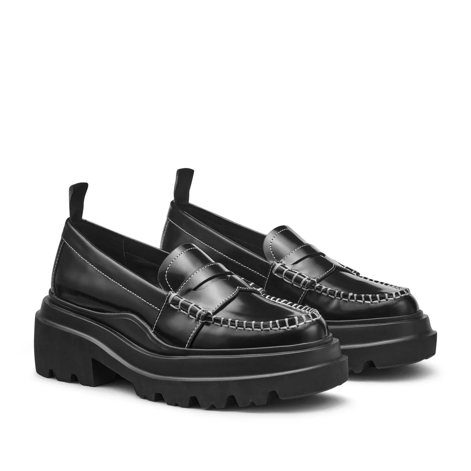 G.H. Bass Women's Platform Lug Loafer in Black