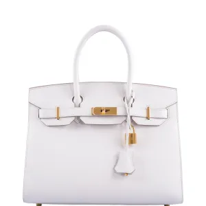 Hermès Sellier Birkin 30 Gris Pale Epsom Gold Hardware